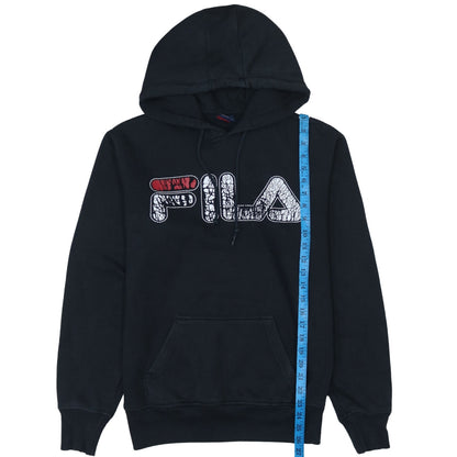 FILA Men's Black Small Pullover Hoodie Graphic Logo Sweatshirt