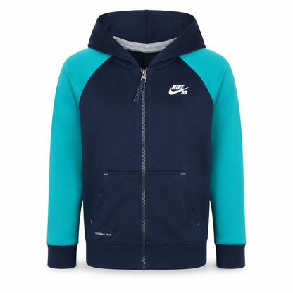 Nike SB Boys Blue Full Zip Hoodie 10-12 Years Thermal Fit Casual