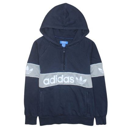 Adidas Women’s Navy Blue 1/2 Zip Logo Hoodie Size L