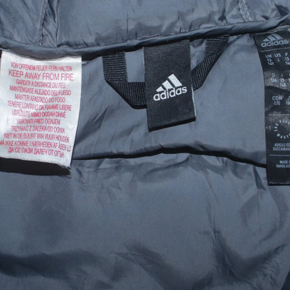 Adidas Boys Blue Hooded Puffer Jacket 13-14 Years Winter Coat