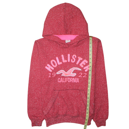Hollister Womens Red Pullover Hoodie Medium Graphic Logo Casual