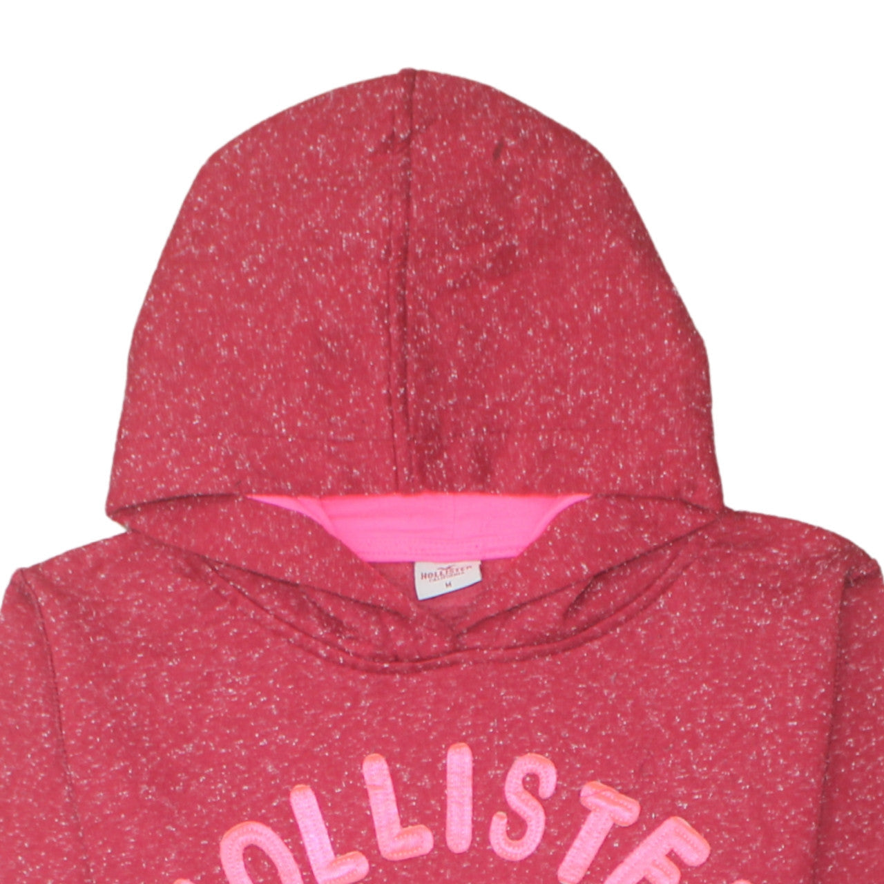Hollister Womens Red Pullover Hoodie Medium Graphic Logo Casual