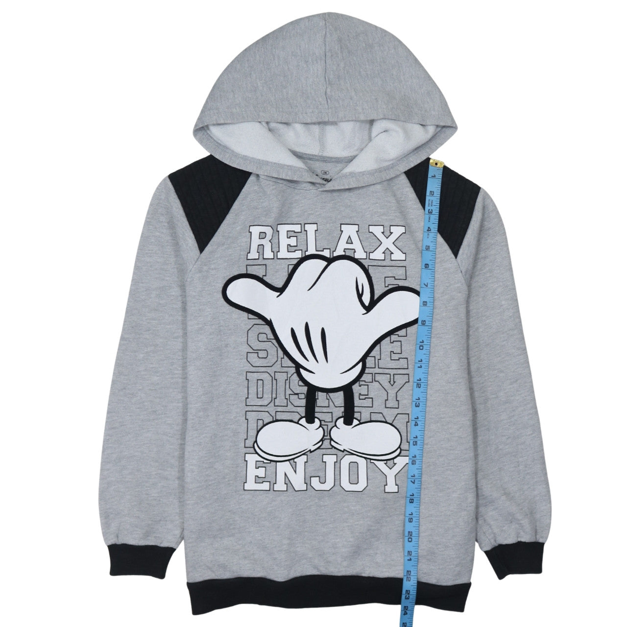 Disneyland Paris Boys Grey Mickey Hoodie 14 Years Pullover Cotton Blend