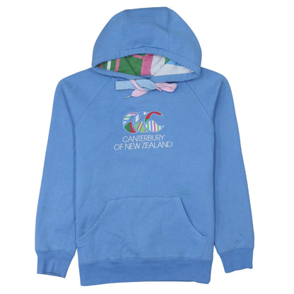 Canterbury Womens Blue Pullover Hoodie Size 10 Logo Print Cotton Blend
