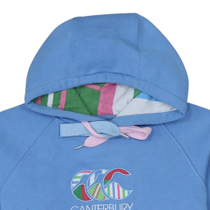 Canterbury Womens Blue Pullover Hoodie Size 10 Logo Print Cotton Blend