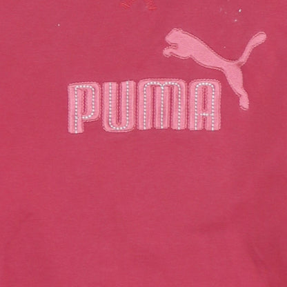 Puma Womens Pink Pullover Hoodie XL UK 16 Logo Graphic Sporty Sweatshirt