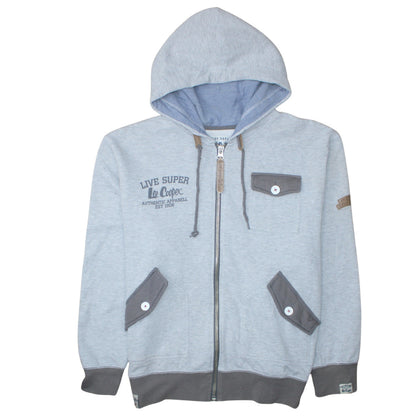 Lee Cooper Men’s Grey Full Zip Hoodie L Vintage Style Sweatshirt