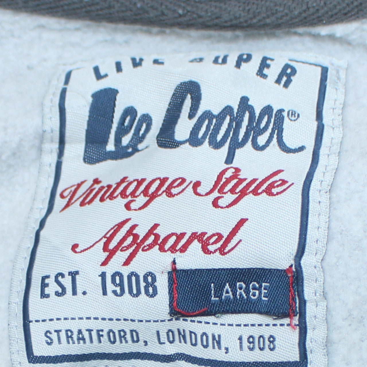 Lee Cooper Men’s Grey Full Zip Hoodie L Vintage Style Sweatshirt