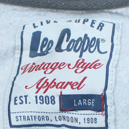 Lee Cooper Men’s Grey Full Zip Hoodie L Vintage Style Sweatshirt