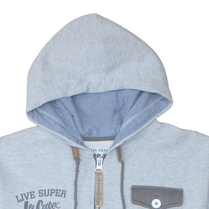 Lee Cooper Men’s Grey Full Zip Hoodie L Vintage Style Sweatshirt