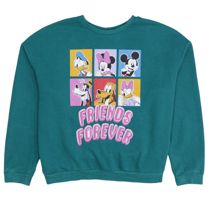 Disney C&A Womens Green Friends Forever Sweatshirt L Mickey Minnie