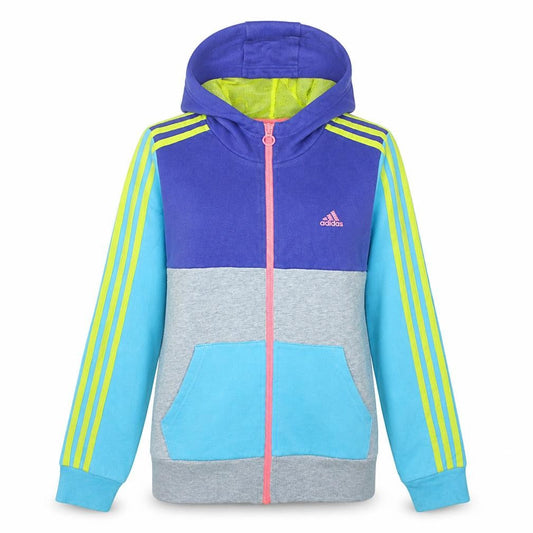 Front view of Adidas boys’ multicoloured full zip hoodie 13-14 years colourblock hooded top
