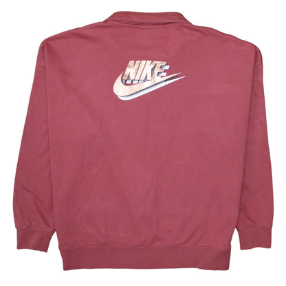 Nike Women Oversized Pink 1/4 Zip Sweatshirt Small Logo Pullover