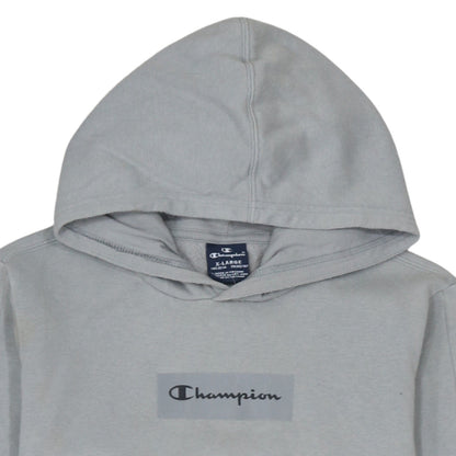 Champion Boys Grey Pullover Hoodie XL 13-14 Years Cotton Blend Logo Sweatshirt
