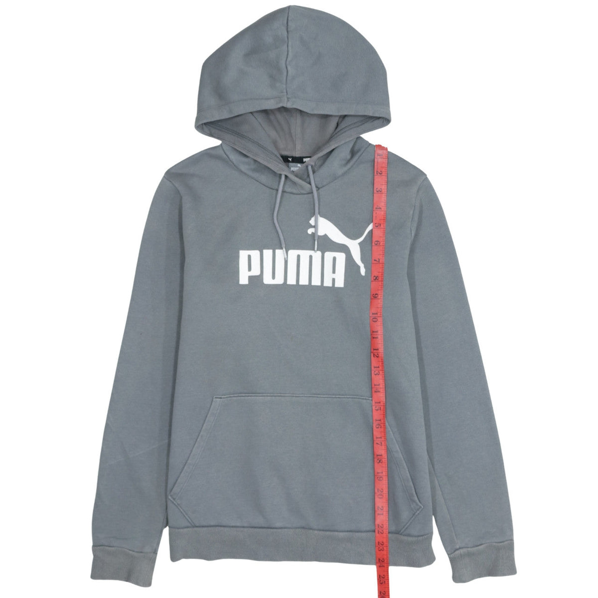 Puma Women's Grey Pullover Hoodie Size M Logo Cotton Sweatshirt
