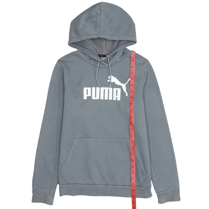 Puma Women's Grey Pullover Hoodie Size M Logo Cotton Sweatshirt