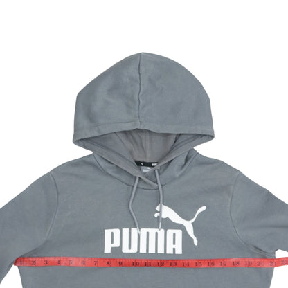 Puma Women's Grey Pullover Hoodie Size M Logo Cotton Sweatshirt