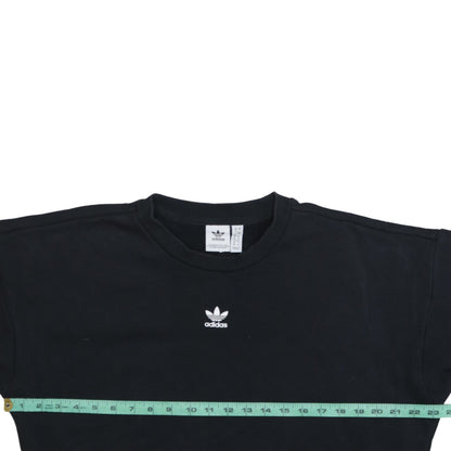 Adidas Womens Black Crew Neck Pullover Sweatshirt UK 12 Logo Print