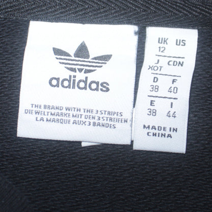 Adidas Womens Black Crew Neck Pullover Sweatshirt UK 12 Logo Print