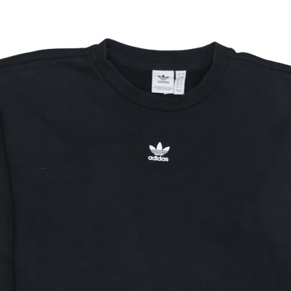 Adidas Womens Black Crew Neck Pullover Sweatshirt UK 12 Logo Print