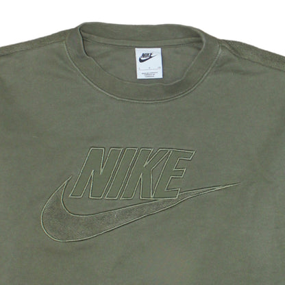 Nike Womens Khaki Green Crew Neck Logo Sweatshirt Size S