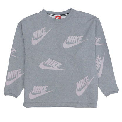 Nike Women’s Grey Cotton Blend Logo Sweatshirt Size S