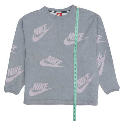Nike Women’s Grey Cotton Blend Logo Sweatshirt Size S