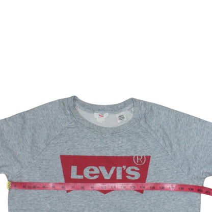 Levi's Women's Grey Small Logo Crew Neck Pullover Sweatshirt