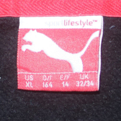 Puma Boys Black Pullover Hoodie Size 164 Cotton Blend Logo Sportswear