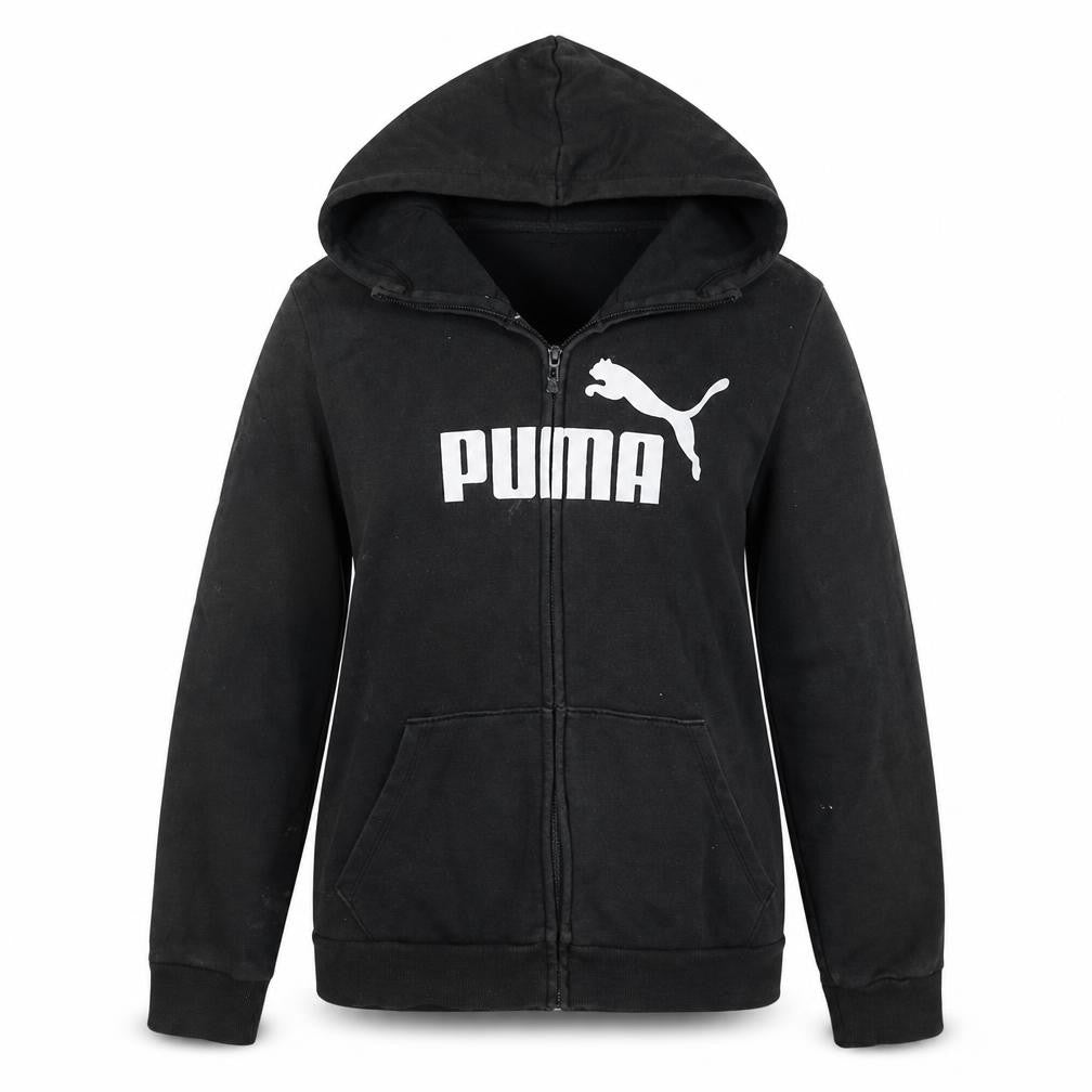 PUMA Womens Black Large Full Zip Hoodie Sweatshirt with Logo