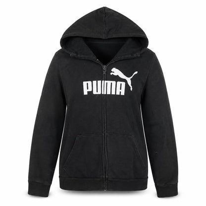 PUMA Womens Black Large Full Zip Hoodie Sweatshirt with Logo