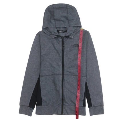 The North Face Boys Grey Full Zip Hoodie Size L Polyester Cotton Blend