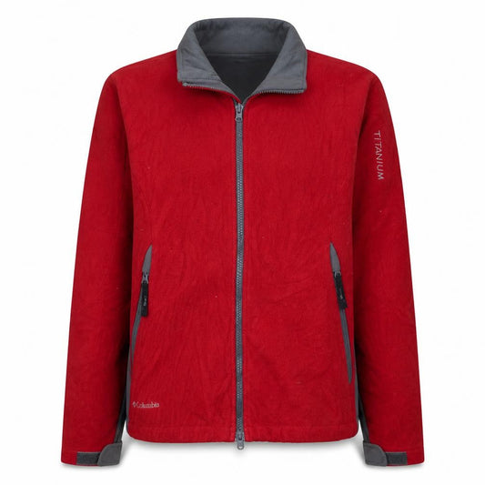 Front view of Columbia Red Soft Shell Jacket unisex adults m hiking outdoor