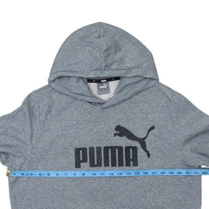 Puma Men's Grey Pullover Hoodie L Logo Fleece Sweatshirt