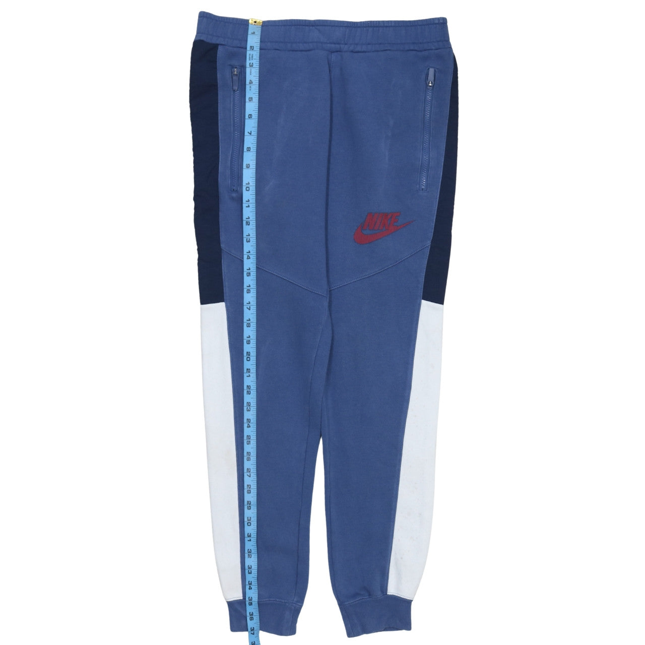 Nike Boys Blue Colourblock Jogger Trousers S Elastic Waist Zip Pockets