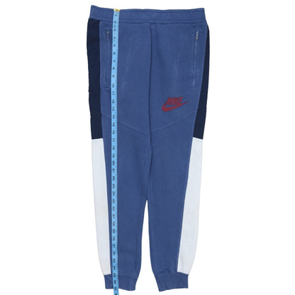Nike Boys Blue Colourblock Jogger Trousers S Elastic Waist Zip Pockets