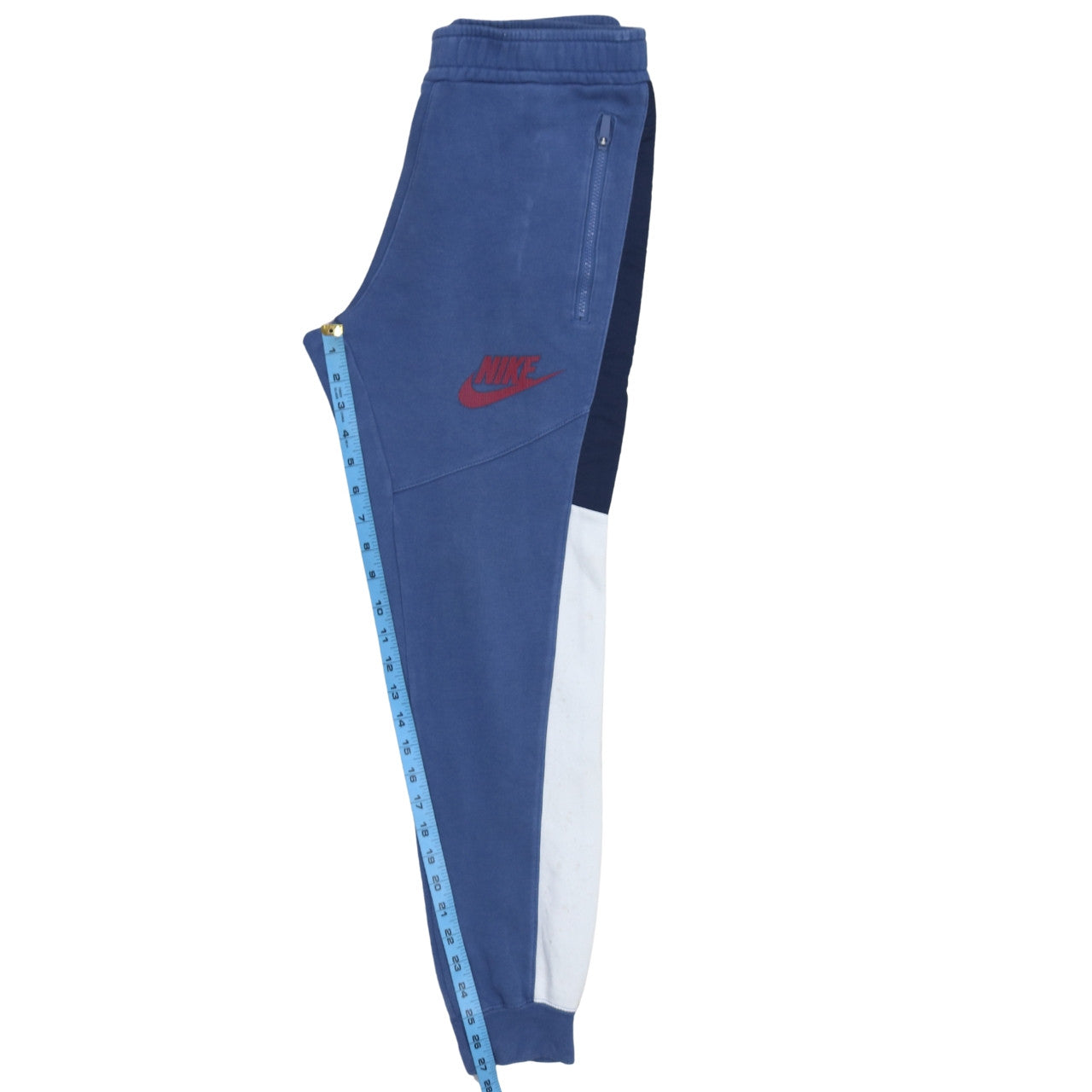 Nike Boys Blue Colourblock Jogger Trousers S Elastic Waist Zip Pockets