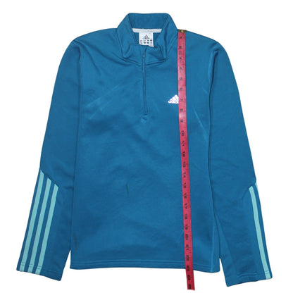 Adidas Womens Blue ClimaWarm 1/2 Zip Pullover Sweatshirt UK 14