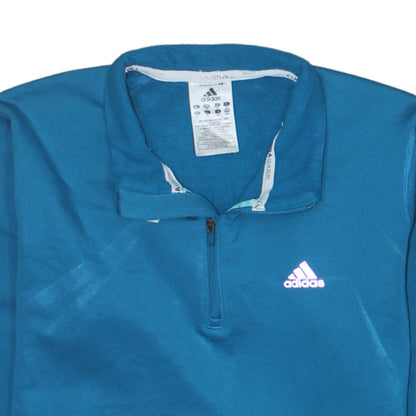 Adidas Womens Blue ClimaWarm 1/2 Zip Pullover Sweatshirt UK 14