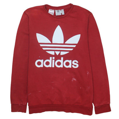 Adidas Boys Red Crew Neck Graphic Print Sweatshirt Size 15-16 Years