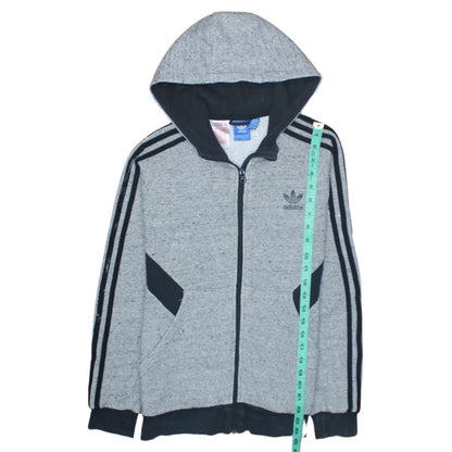 Adidas Boys Grey Full Zip Hoodie 13-14 Years Classic Logo Hooded Sweatshirt