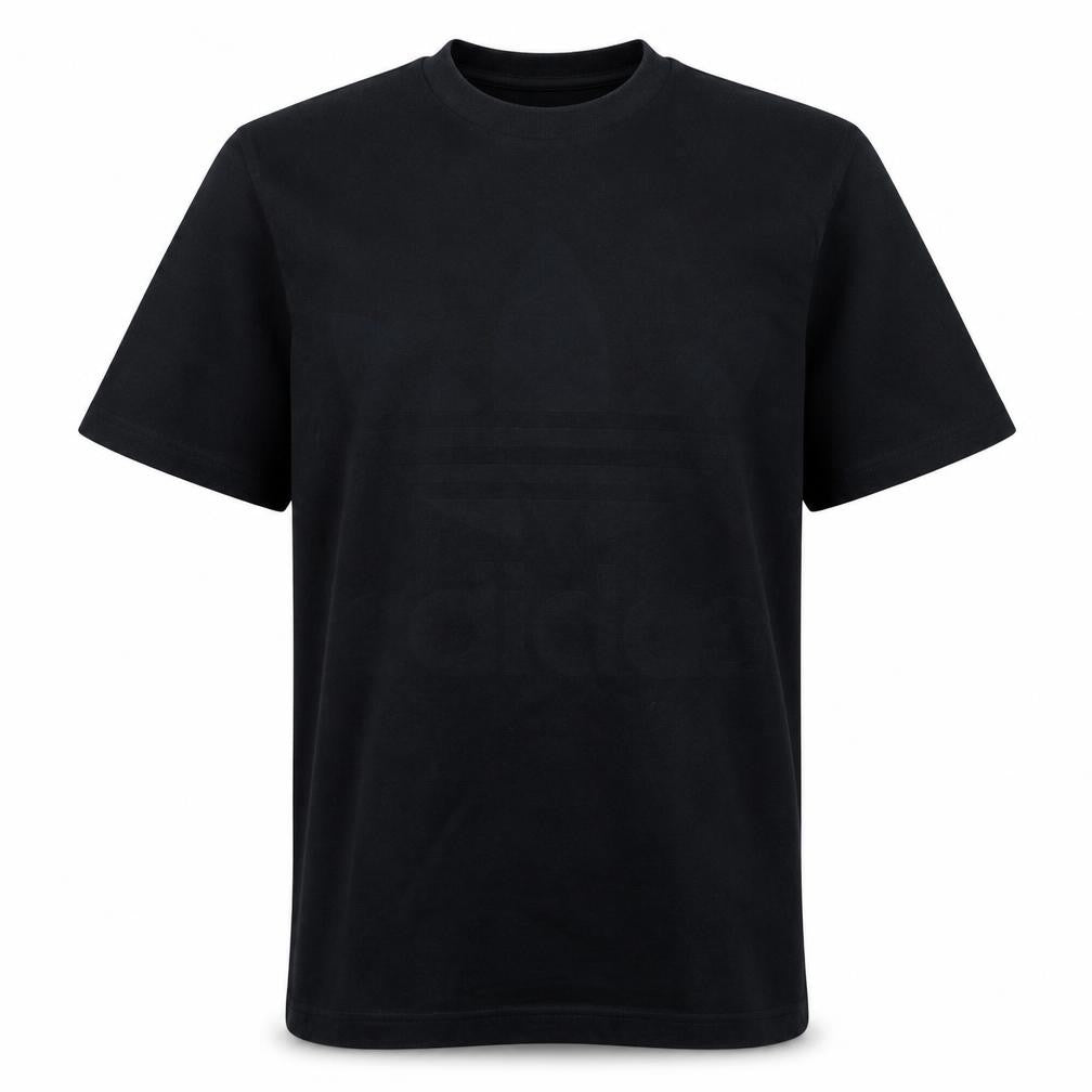 Front view of Adidas Men's Black Cotton Short Sleeve Sports T-Shirt M