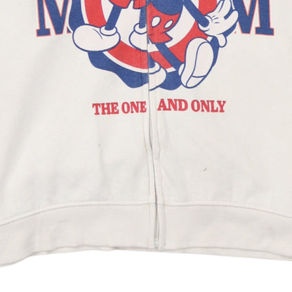 H&M Boys White Full Zip Mickey Mouse Hoodie 10-12 Years Cotton Blend