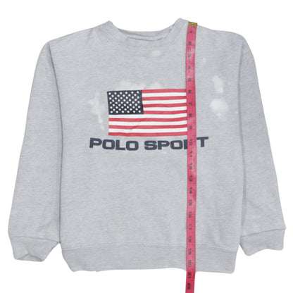 Polo Sport Ralph Lauren Women Grey Flag Logo Cotton Sweatshirt M