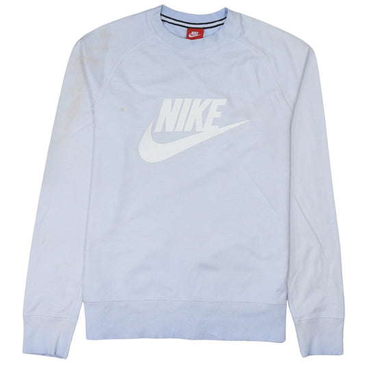 Nike Womens Light Blue Cotton Crew Neck Logo Sweatshirt M
