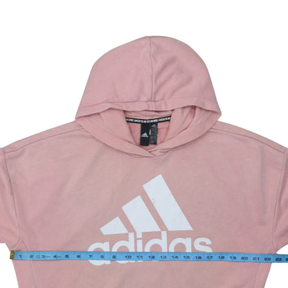 Adidas Women Pink Pullover Hoodie L Logo Graphic Casual Sweatshirt
