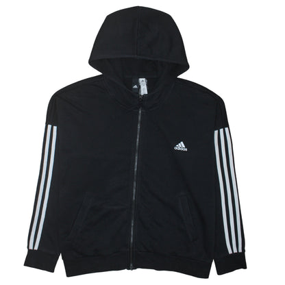 Adidas Women Black Full Zip Hoodie XL Cotton Blend Hooded Sweatshirt