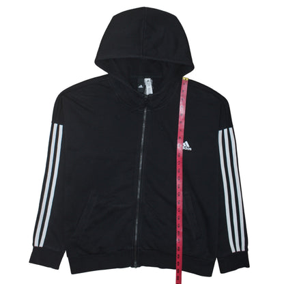 Adidas Women Black Full Zip Hoodie XL Cotton Blend Hooded Sweatshirt