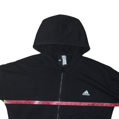 Adidas Women Black Full Zip Hoodie XL Cotton Blend Hooded Sweatshirt