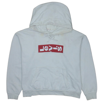 Levi's Womens White Large Pullover Hoodie with Logo Print